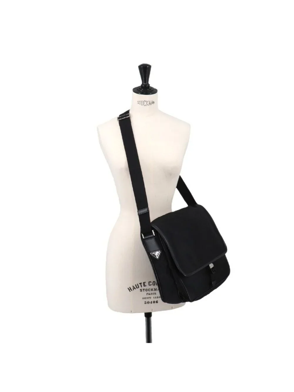 Prada Messenger Shoulder Bag Nylon Saffiano Leather Nero Black